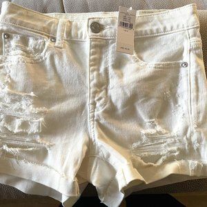 AE Super Stretch High Rise White Shorts